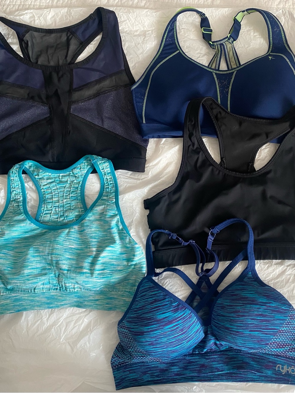 90 Degree By Reflex and other Sports Brands - Mixed Blue & Black Sports Bras